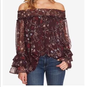 CeCe XS Floral Print off-the shoulder Blouse